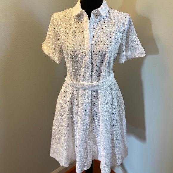 Lisa Marie Fernandez White Eyelet Mini Dress - Picture 1 of 5